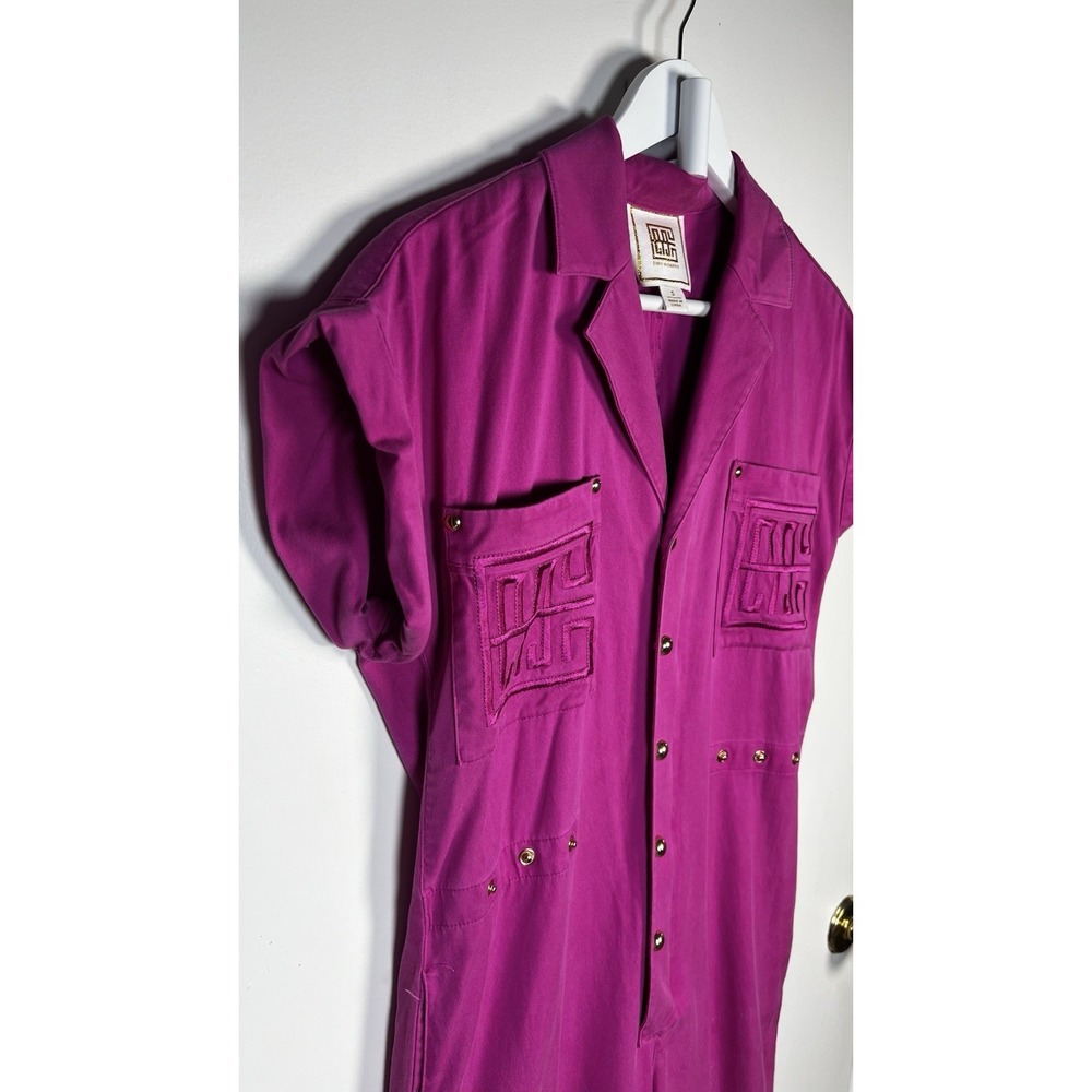 Emily McCarthy Small Magenta Tencel Blend Cap Sleeve Cuffed‎ Ankle Romper - Picture 4 of 10